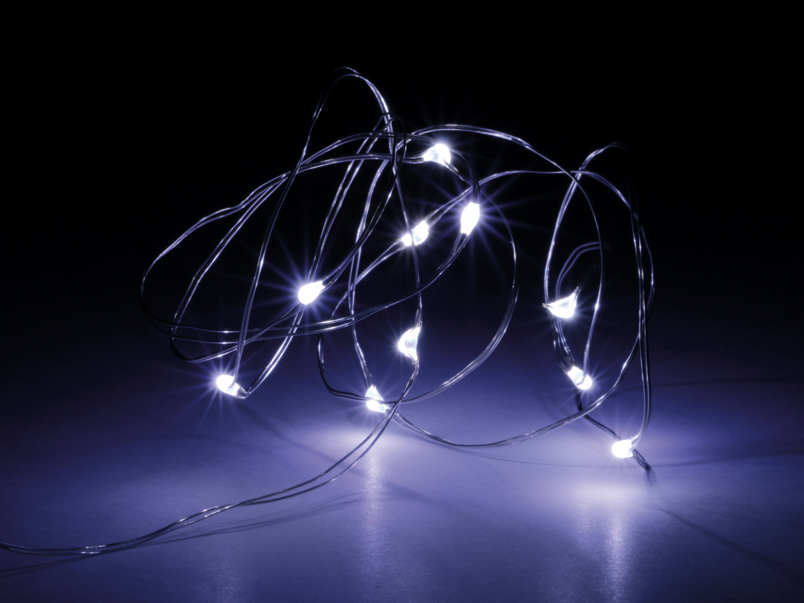 LED-Lichterkette, Silberdraht, 18 LEDs, kaltweiß, Batteriebetrieb, inkl. Batterien