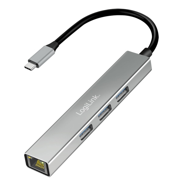 LogiLink USB 3.2 Gen1 Hub, 3xUSB-A, 1xRJ45 Gigabit Ethernet