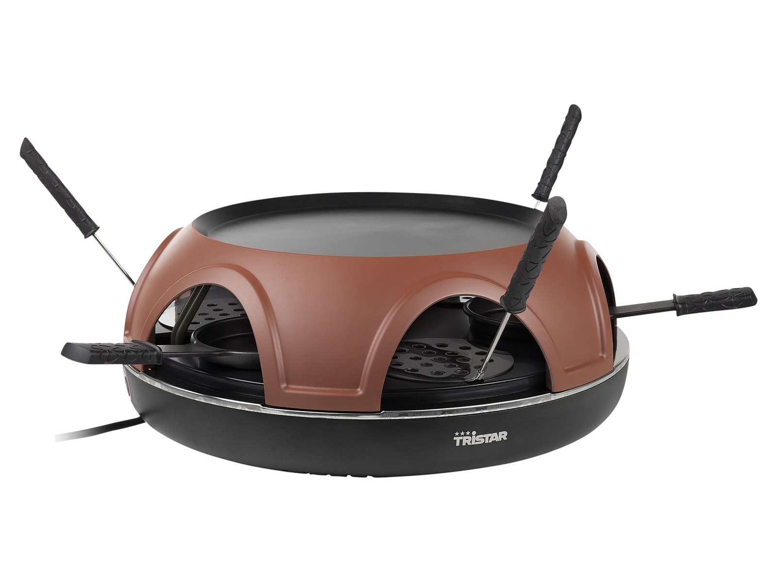 Pizzamaker Grill Raclette 3in1 mit Pizzaheber & Pfännchen für 6 Personen Ø25cm