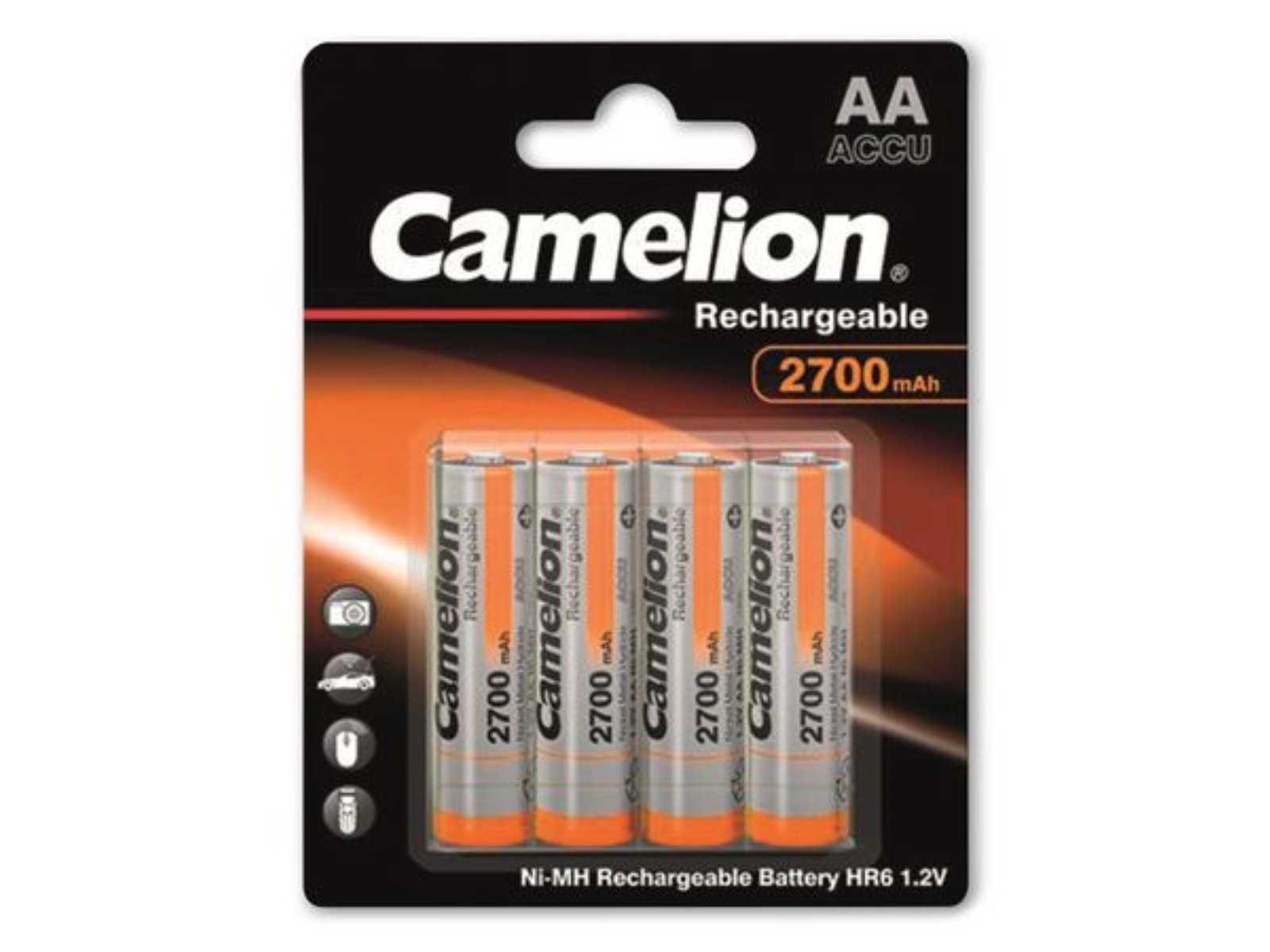Image of CAMELION NiMH-Mignon-Akku 2700 mAh, 4 Stück, mit Batterienbox