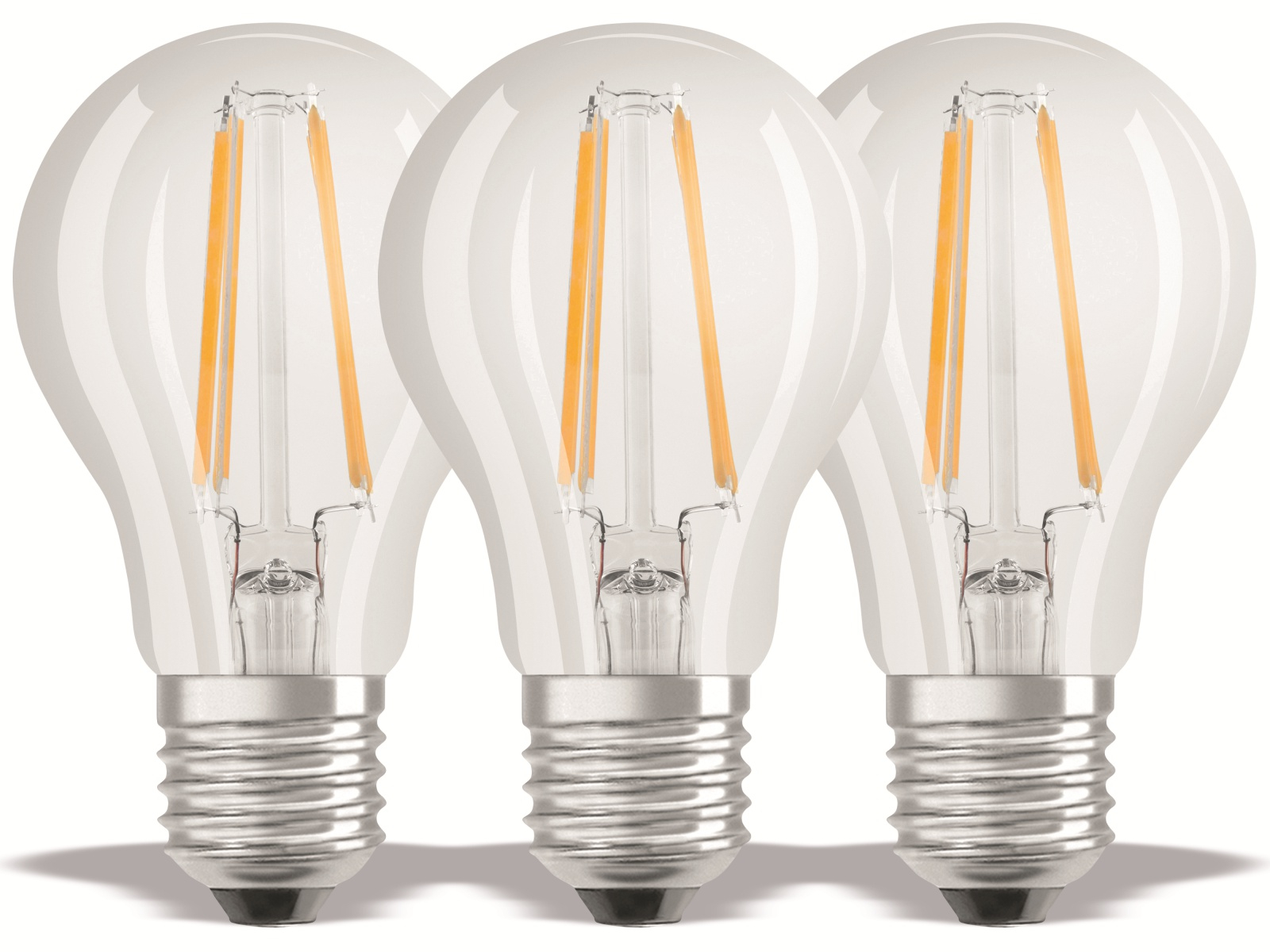 OSRAM LED-Lampe BASE CLASSIC A60, E27, EEK: E, 7 W, 806 lm, 2700 K, 3 Stück
