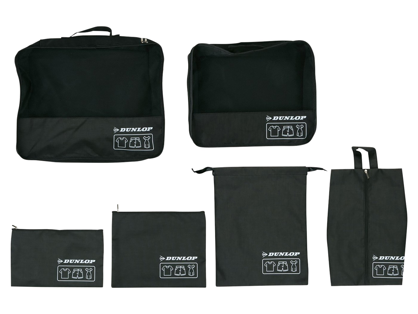 DUNLOP Reiseorganizer-Set, 6-teilig, Schwarz, Grau, Blau