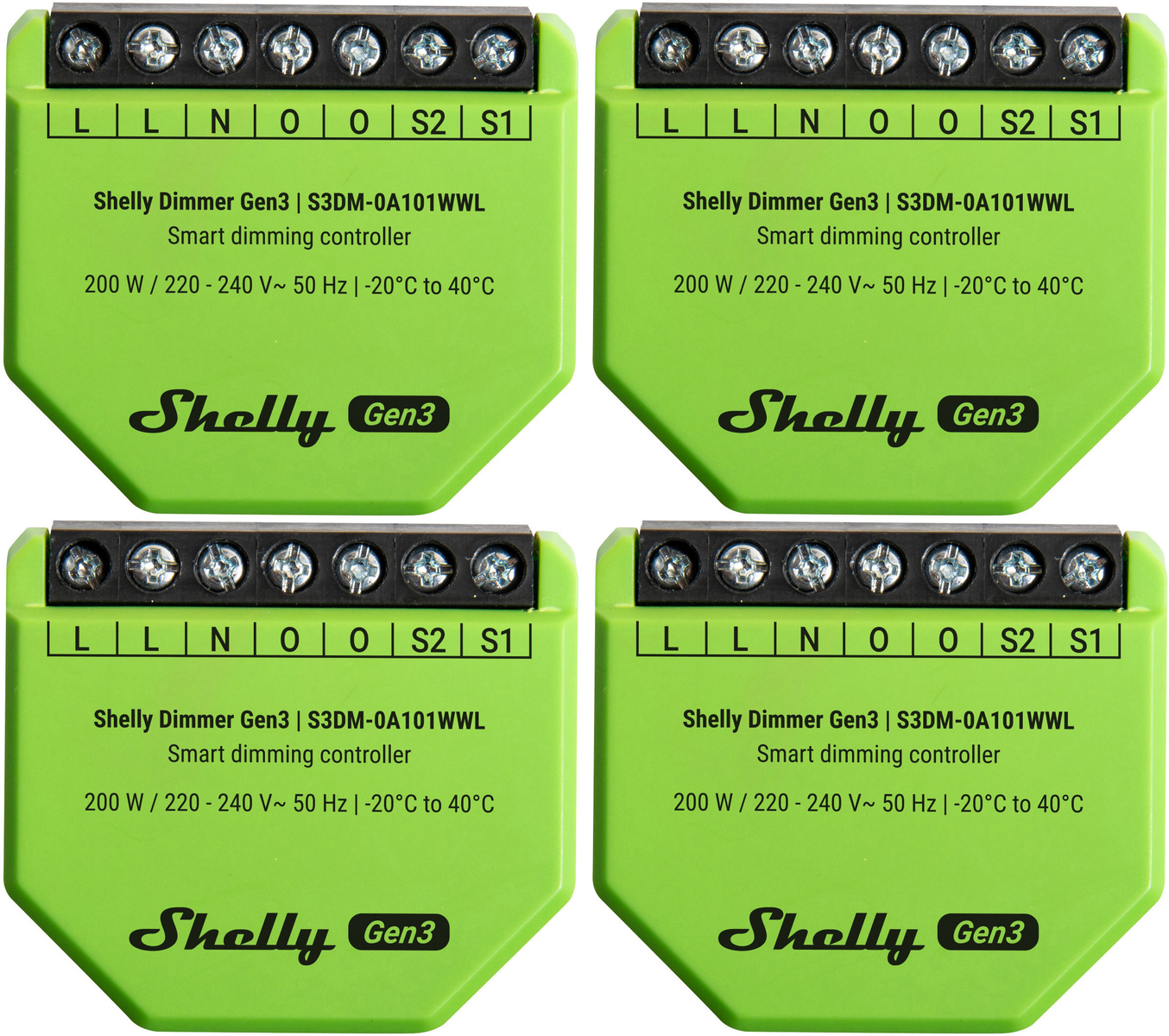 SHELLY Unterputz-Dimmer Gen3, 4 Stück
