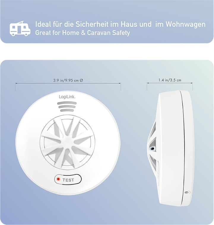 LOGILINK Hitzemelder SC0232, Klasse A1, 85 dB-Alarm, akustisch/optisch ...