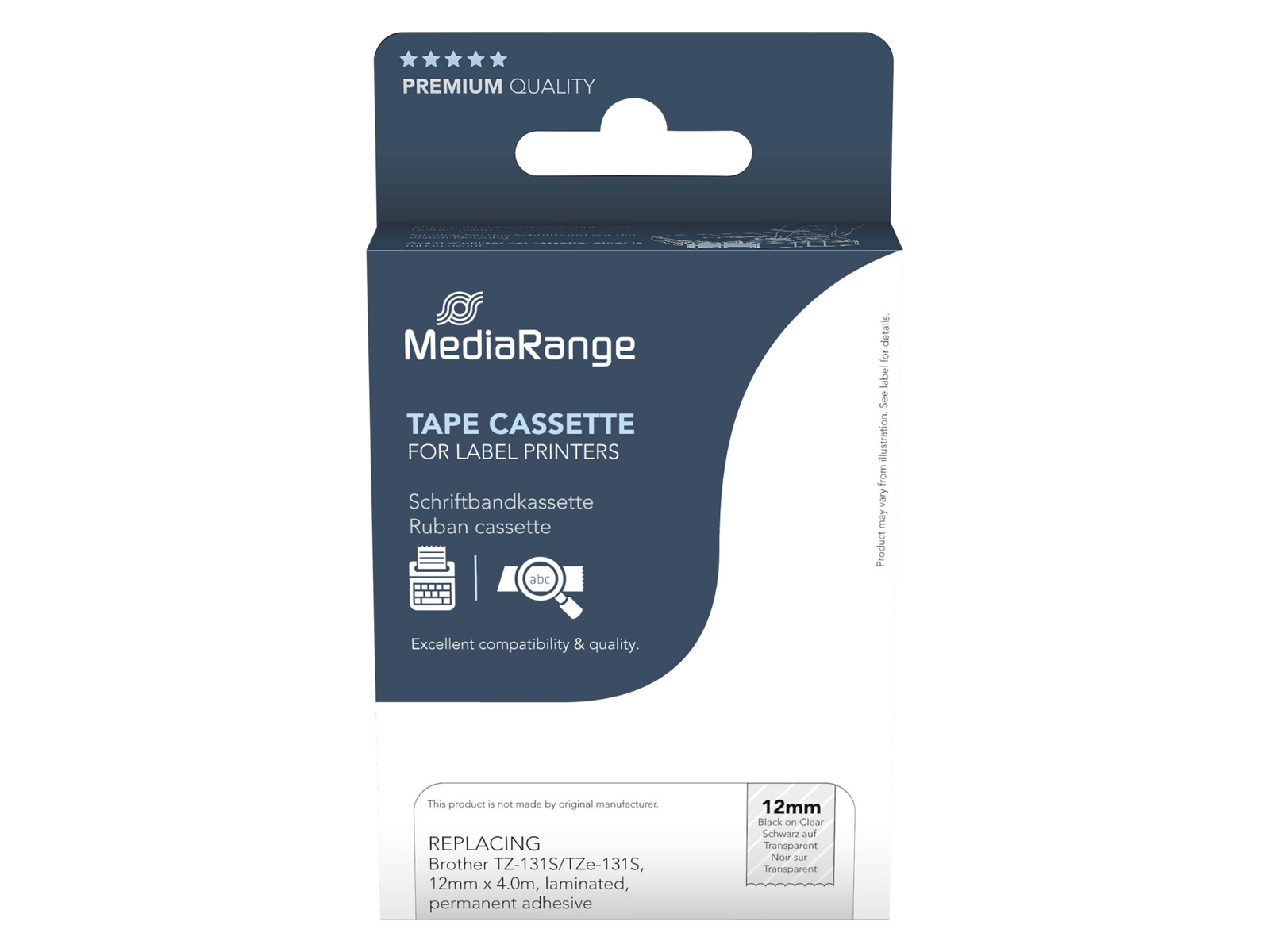 MEDIARANGE Schriftband MRBTZ131S, ersetzt Brother TZ-131S/TZe-131S