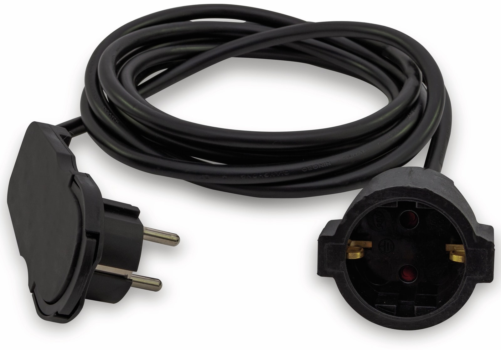 Schutzkontakt-Verlängerung Smart mit Flachstecker 3 m schwarz - REV