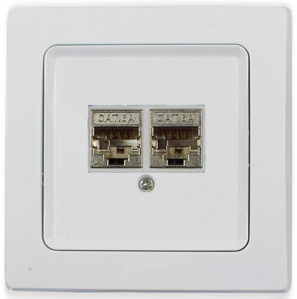 Image of ChiliTec DELPHI RJ45 Netzwerkdose Weiß 2x CAT6 mit Rahmen