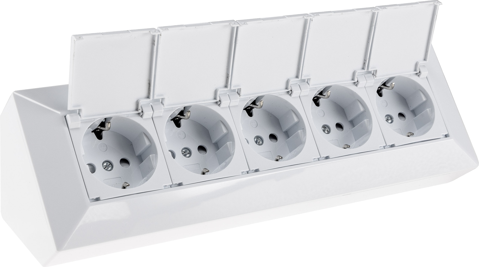 Image of CHILITEC Steckdosenblock 23940, 5-fach, mit Schutzklappen, 250V/16A, weiß