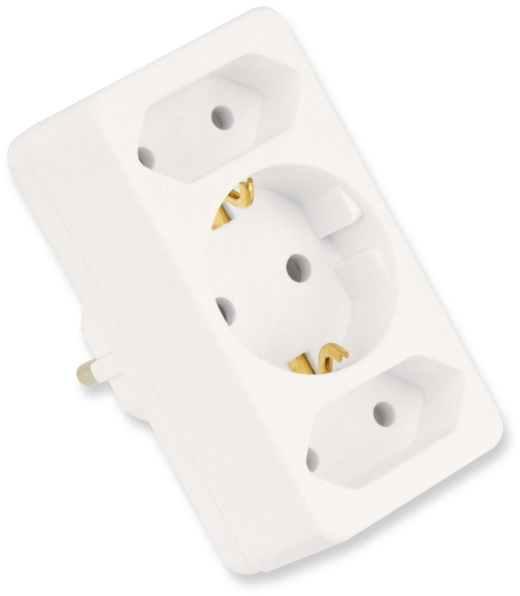 Image of AS SCHWABE Euro- und Schutzkontakt-Adapterstecker, weiß