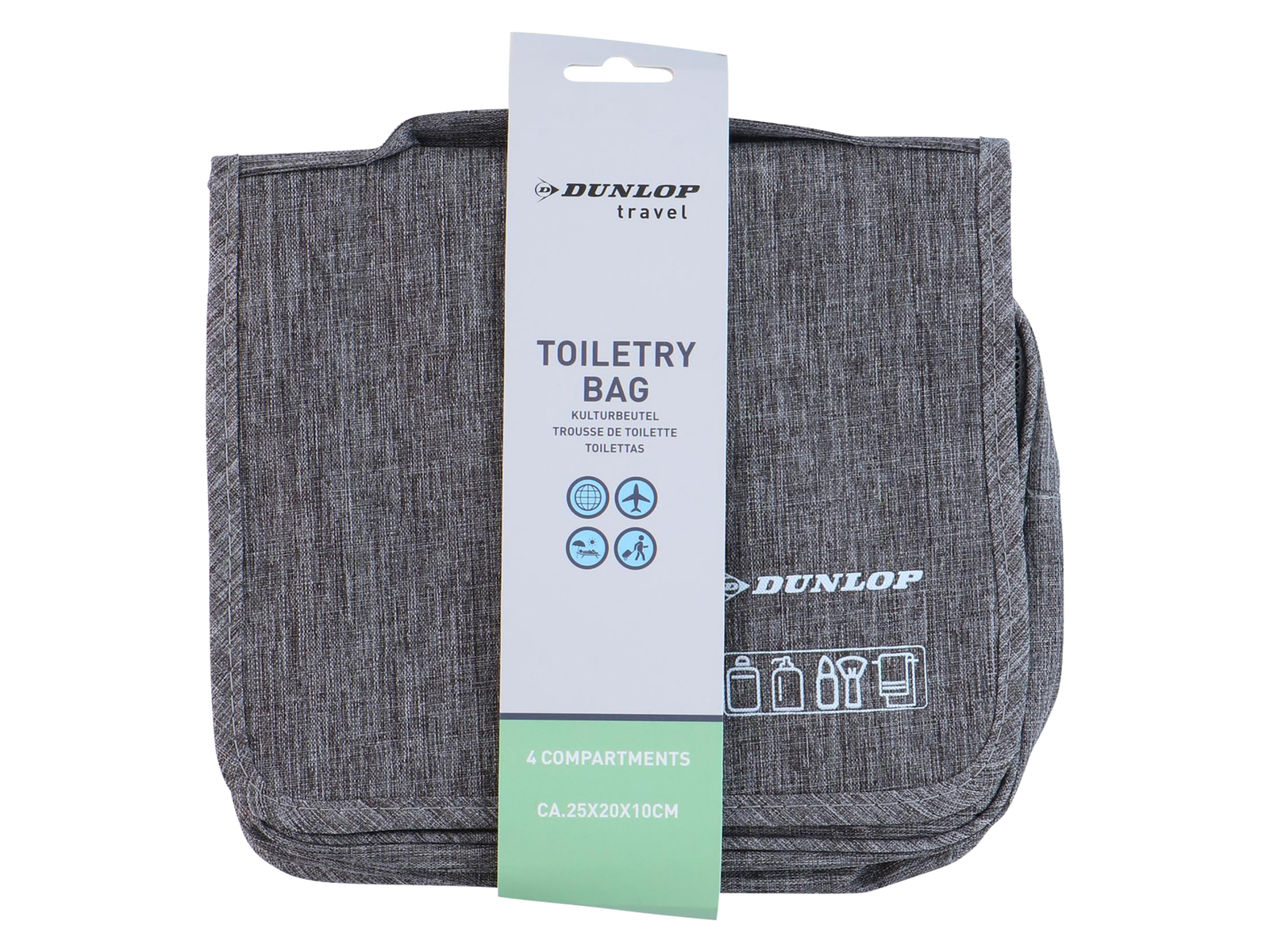 DUNLOP Kulturbeutel, 24,5x19x10 cm, Schwarz, Grau, Blau