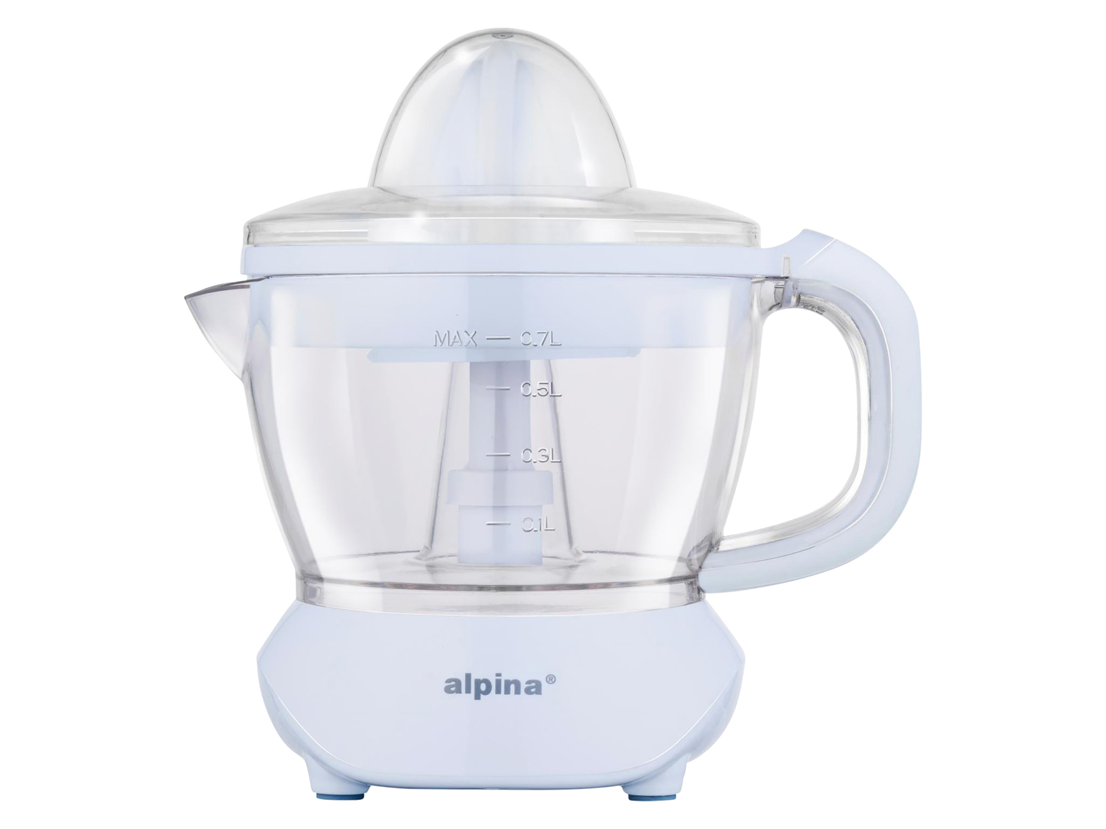 Image of ALPINA Saftpresse, 0,7 Liter, Ziruspresse, 2 Presskegel, 25 W, weiß