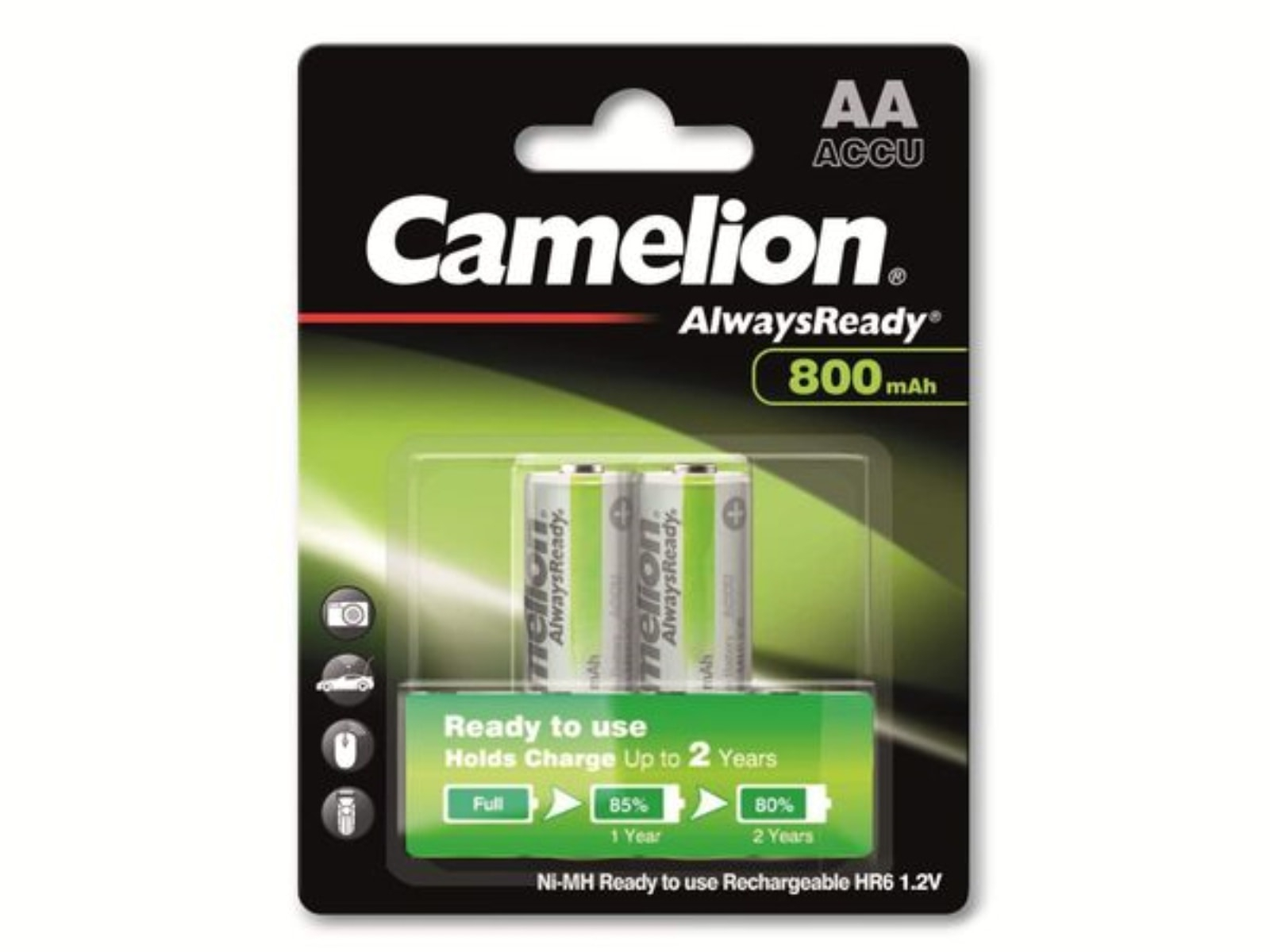 Image of CAMELION NiMH-Mignon-Akku AlwaysReady, 800 mAh 2 Stück