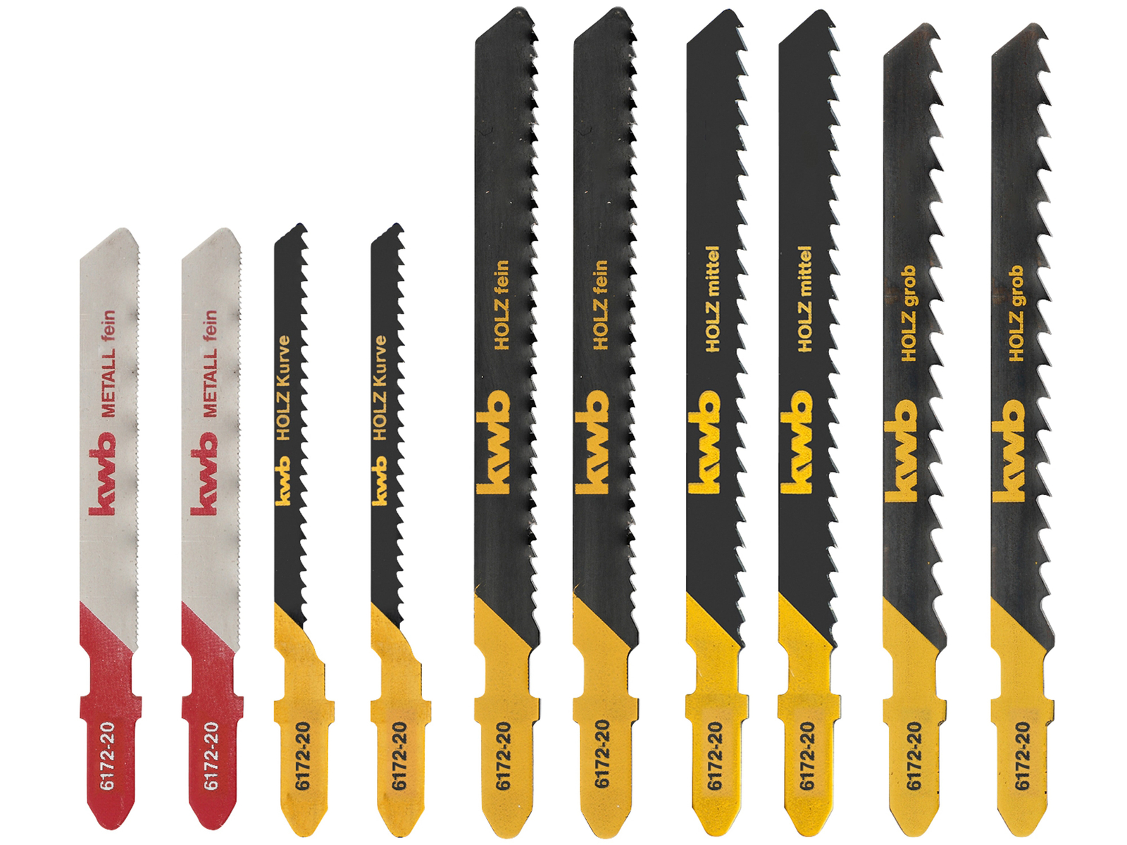 Satz von 10 Stichsägeblättern für Holz und Metall KWB