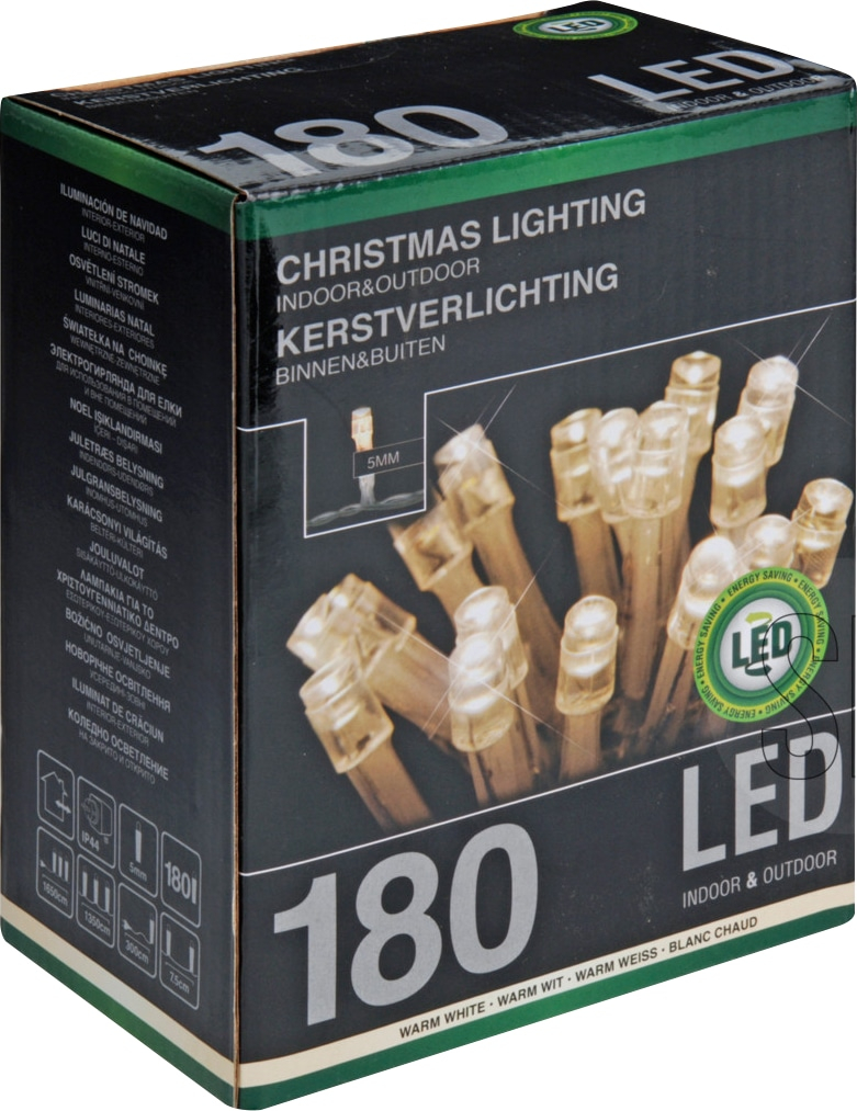 LED-Minilichterkette warmweiße LEDs klare Birne Kabel transparent 180-flammig 135m