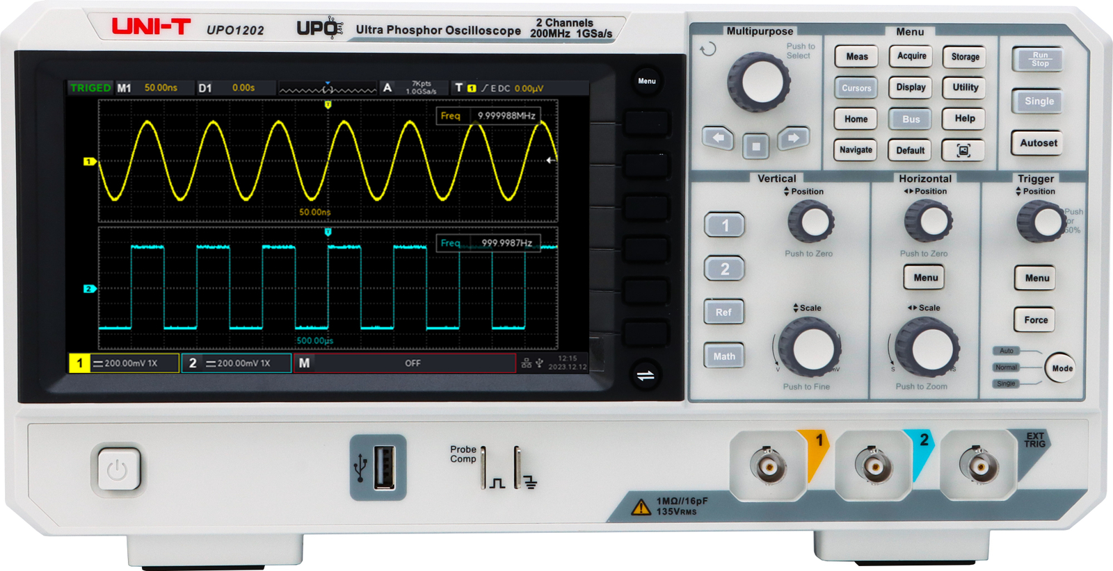 UNI-T Oszilloskop UPO1202, 2 Kanal, 200 MHz