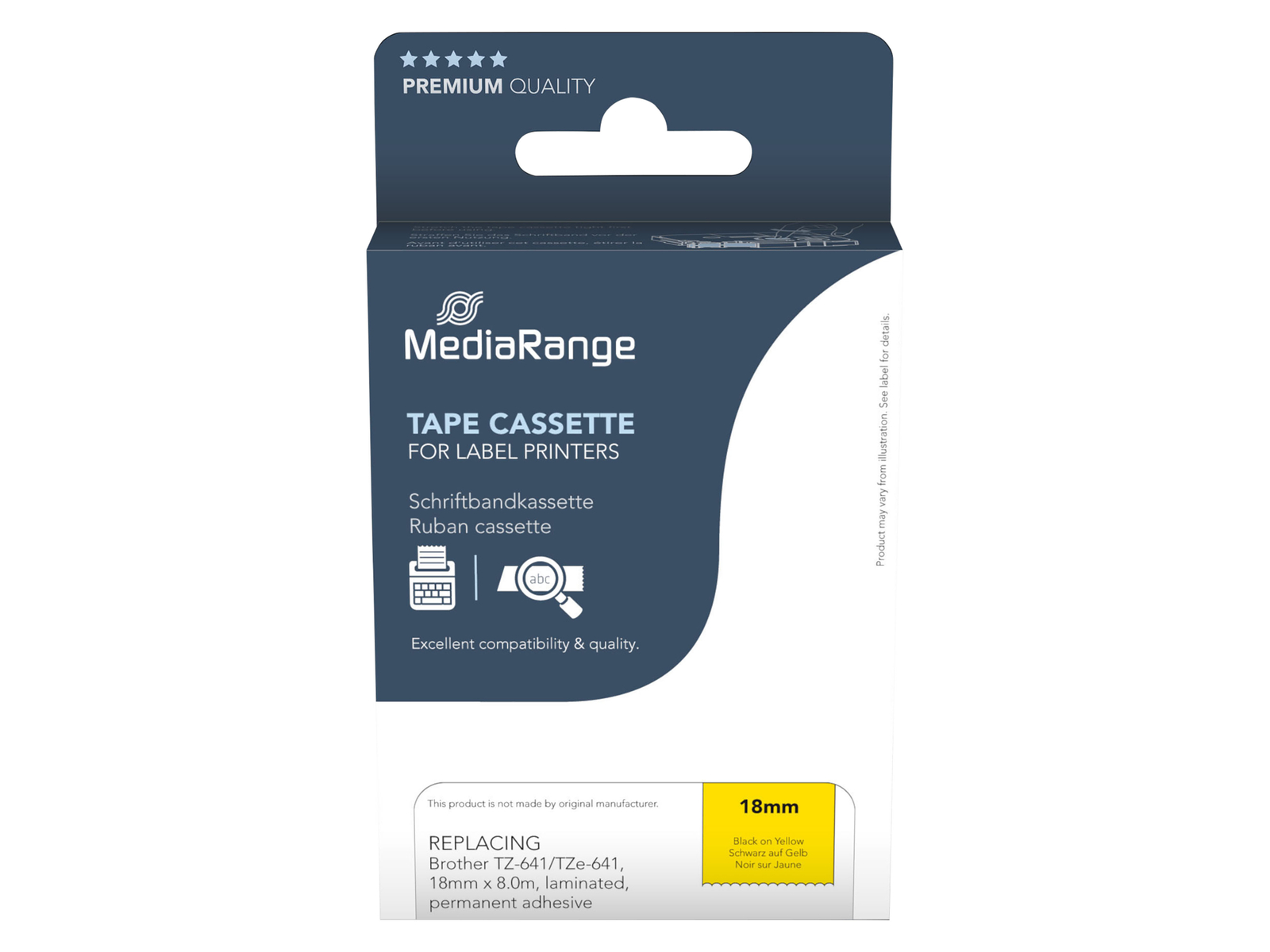 MEDIARANGE Schriftband MRBTZ641, ersetzt Brother TZ-641/TZe-641