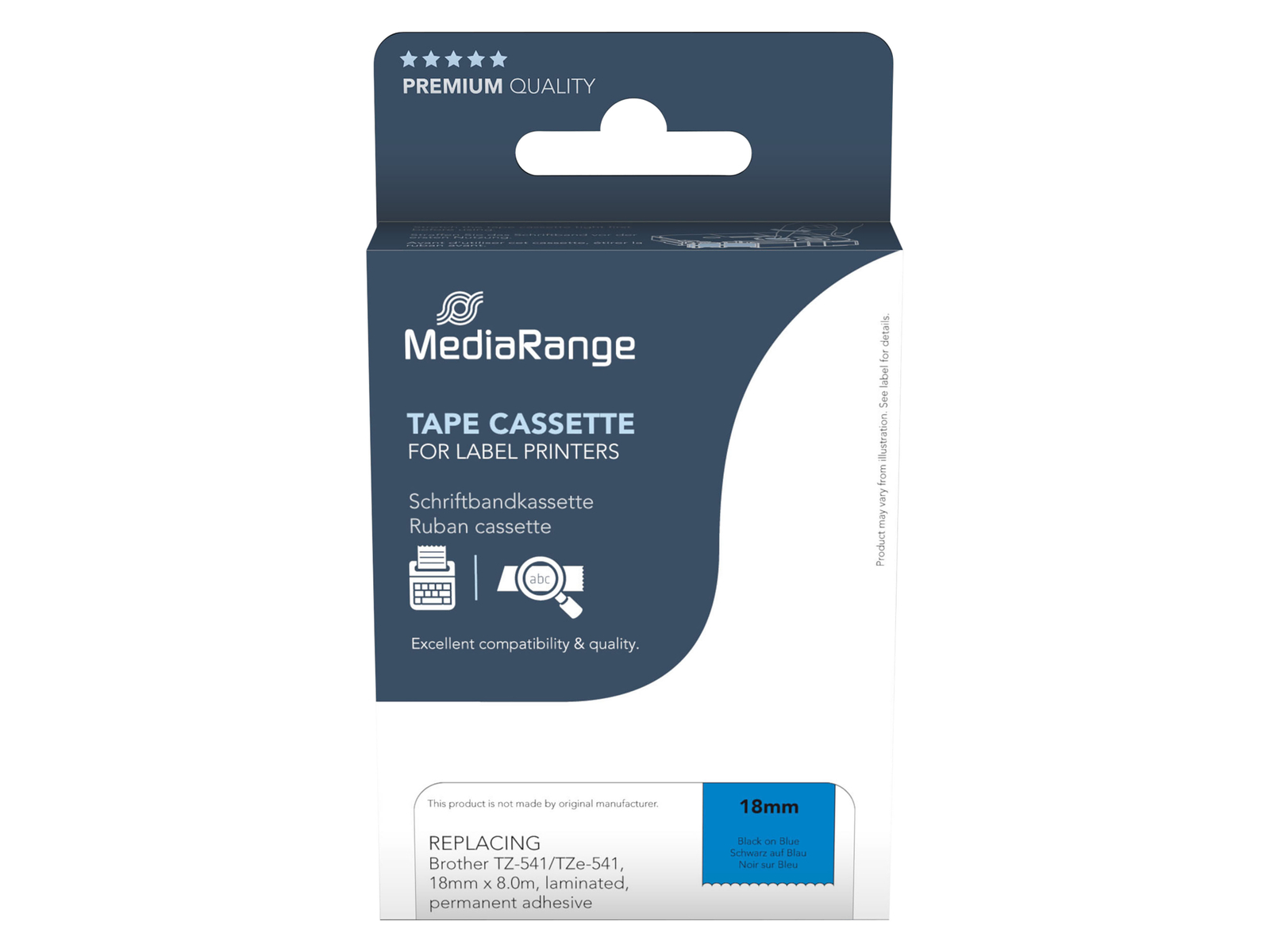 MEDIARANGE Schriftband MRBTZ541, ersetzt Brother TZ-541/TZe-541