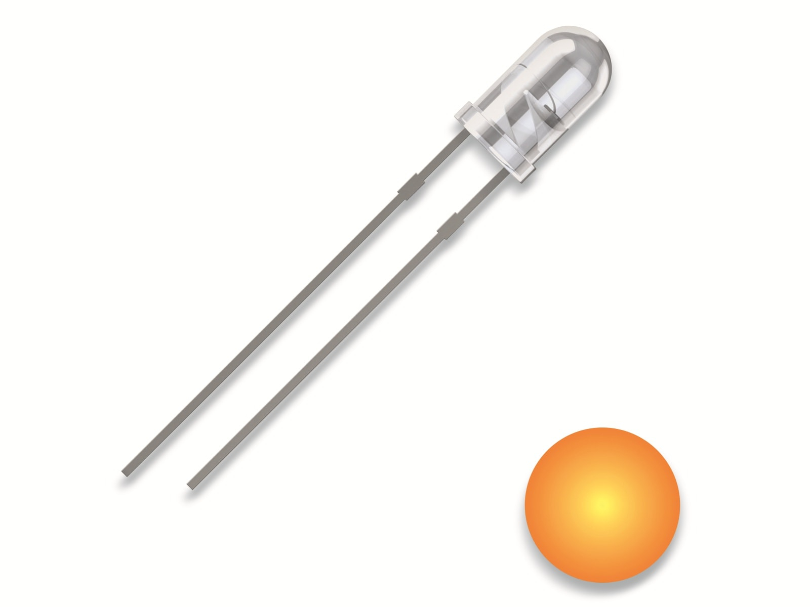 QUADRIOS LED, 3 mm, gelb, 2,54 mm, 590 nm