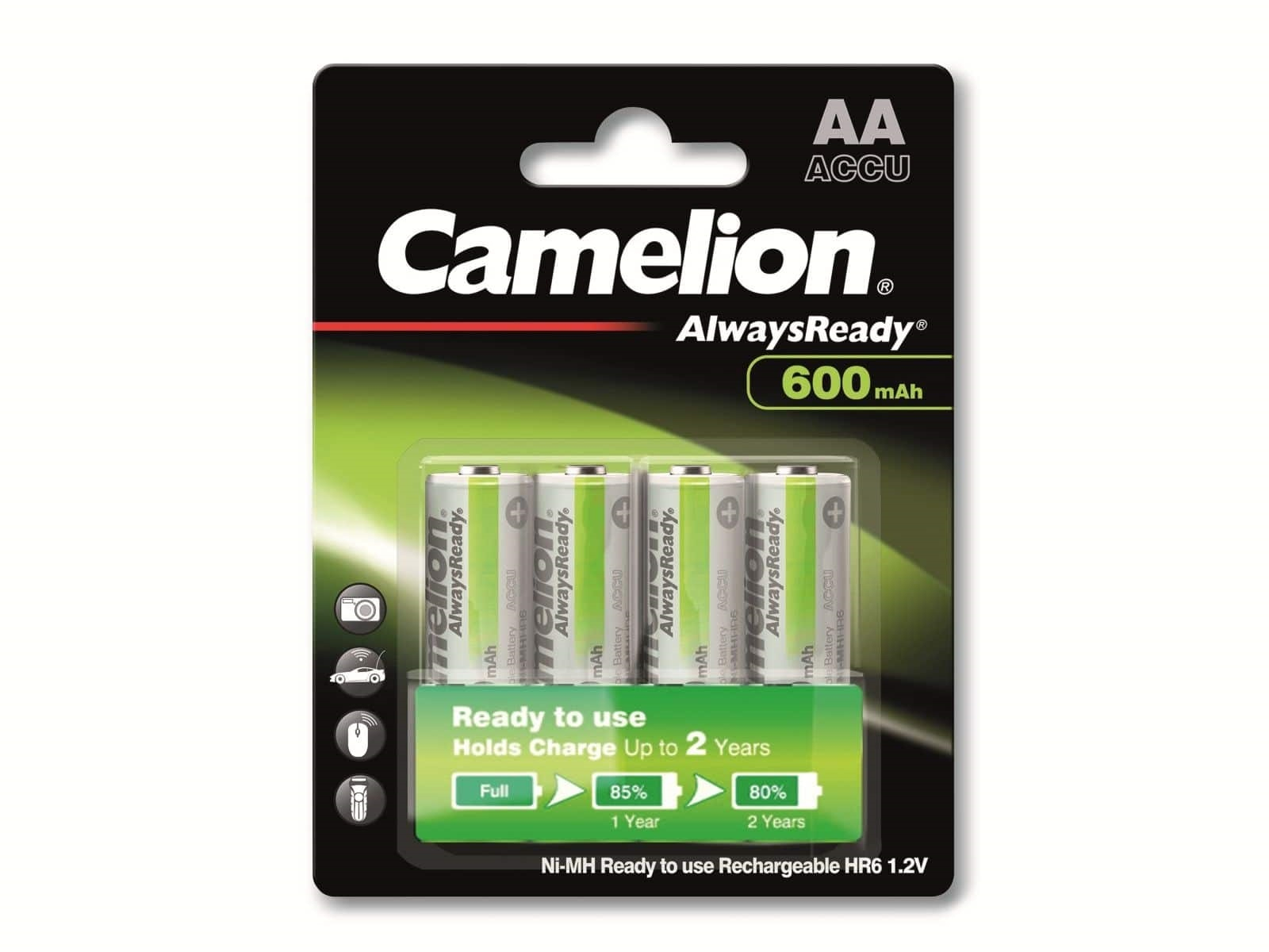 Image of CAMELION NiMH-Mignon-Akku AlwaysReady, 600 mAh, 4 Stück