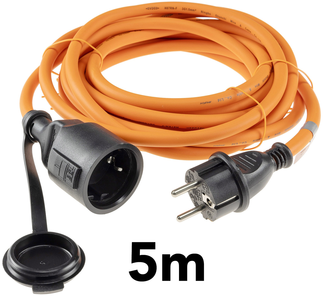 Image of CHILITEC Gummi Schutzkontaktverlängerung, IP44, 5 m, orange