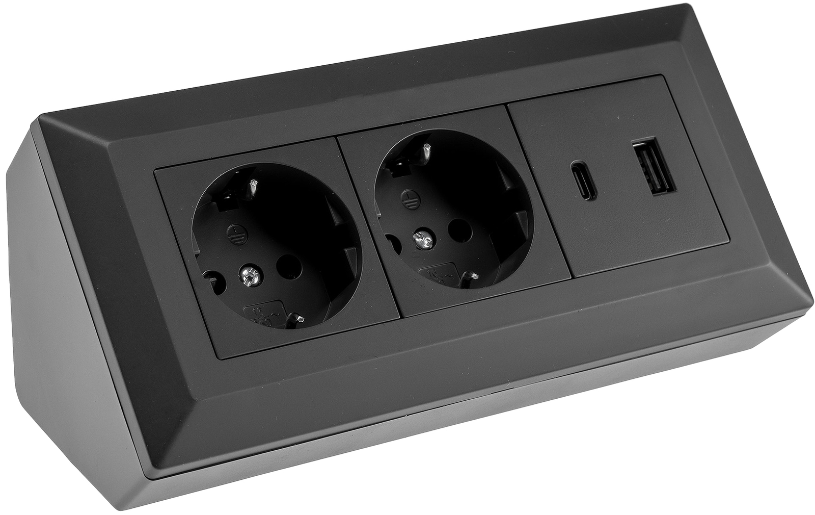 Image of ChiliTec 2-Fach Steckdosenblock USB A&C Schwarz 250V 16A