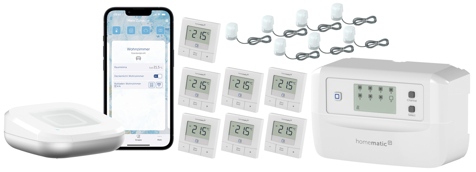 HOMEMATIC IP Starterset Fußbodenheizung für 7 Räume