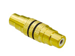 Cinchadapter (Doppelkupplung) vergoldet schwarze Kennnung