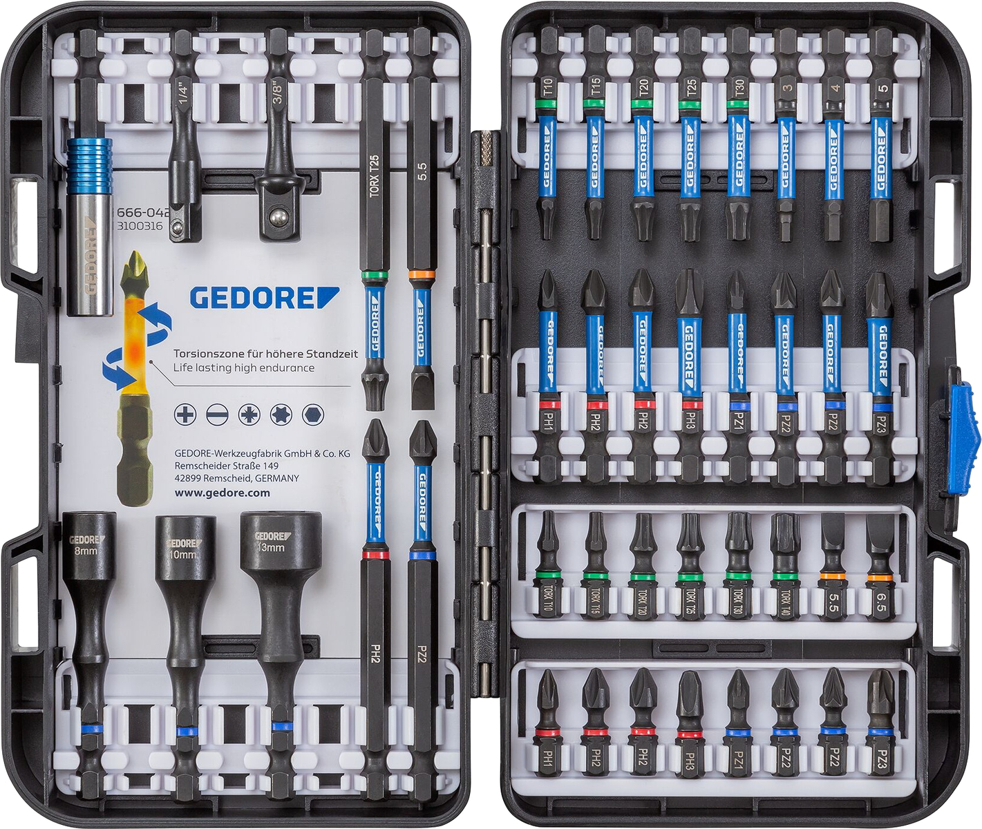 GEDORE BLAU Torsions-Bit-Set, 666-0,42, 42-teilig