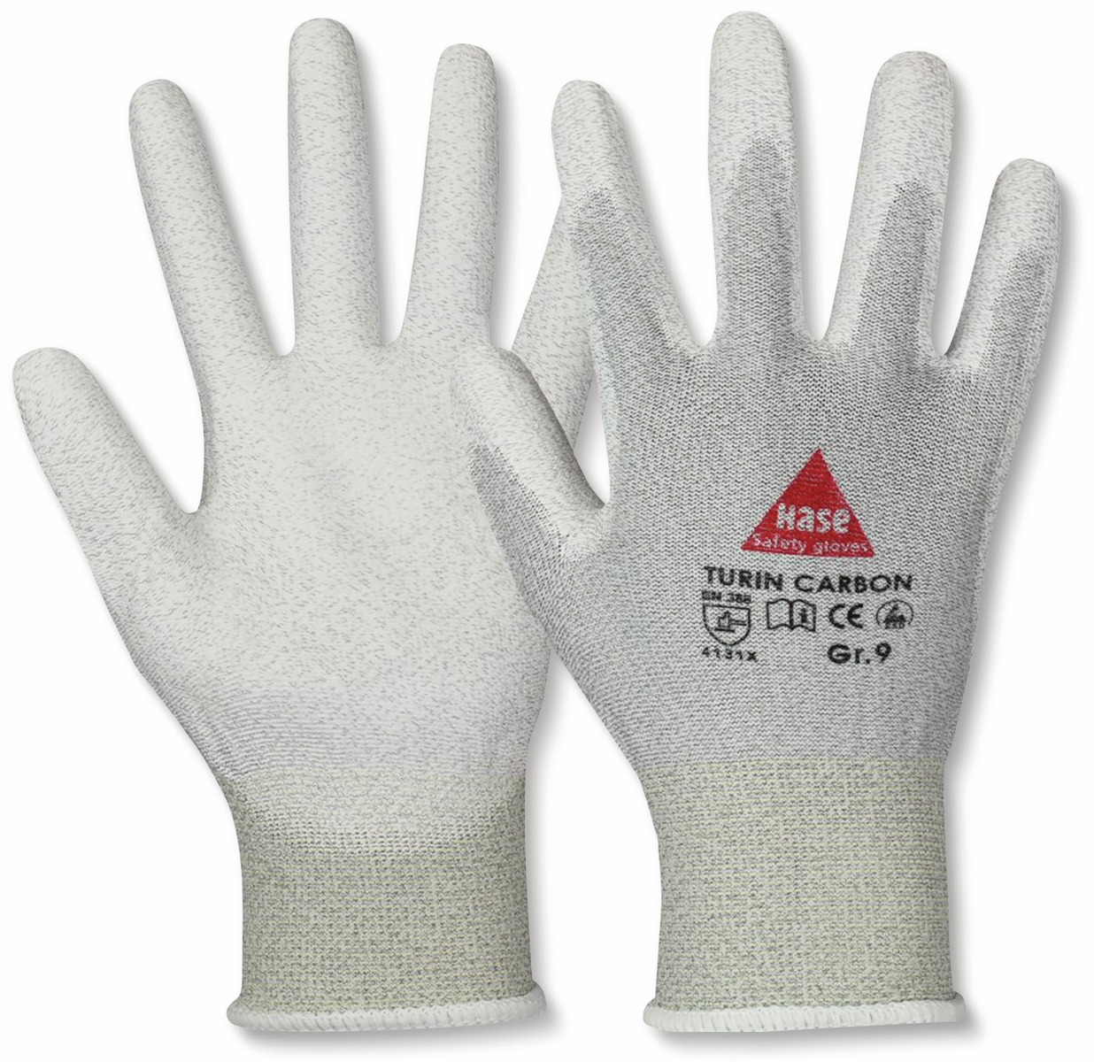 HASE SAFETY GLOVES Montagehandschuhe, TURIN CARBON, EN388, EN 420, antistatisch, grau/weiß, Größe 10