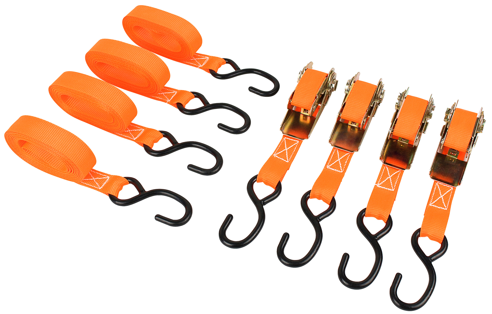 Spanngurt-Set mit Ratschen und S-Haken 4-teilig Zurrgurte & Ladungssicherung