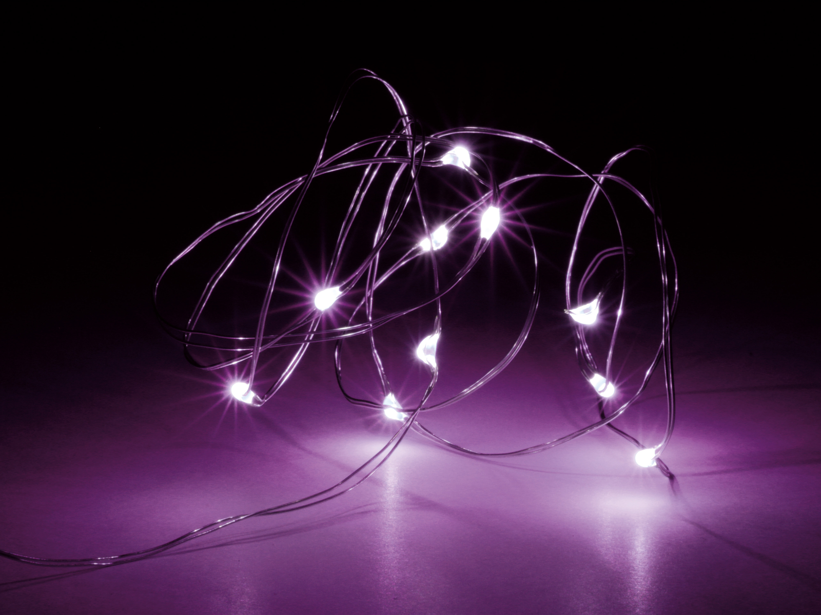 LED-Lichterkette, Silberdraht, 18 LEDs, pink, Batteriebetrieb, inkl. Batterien