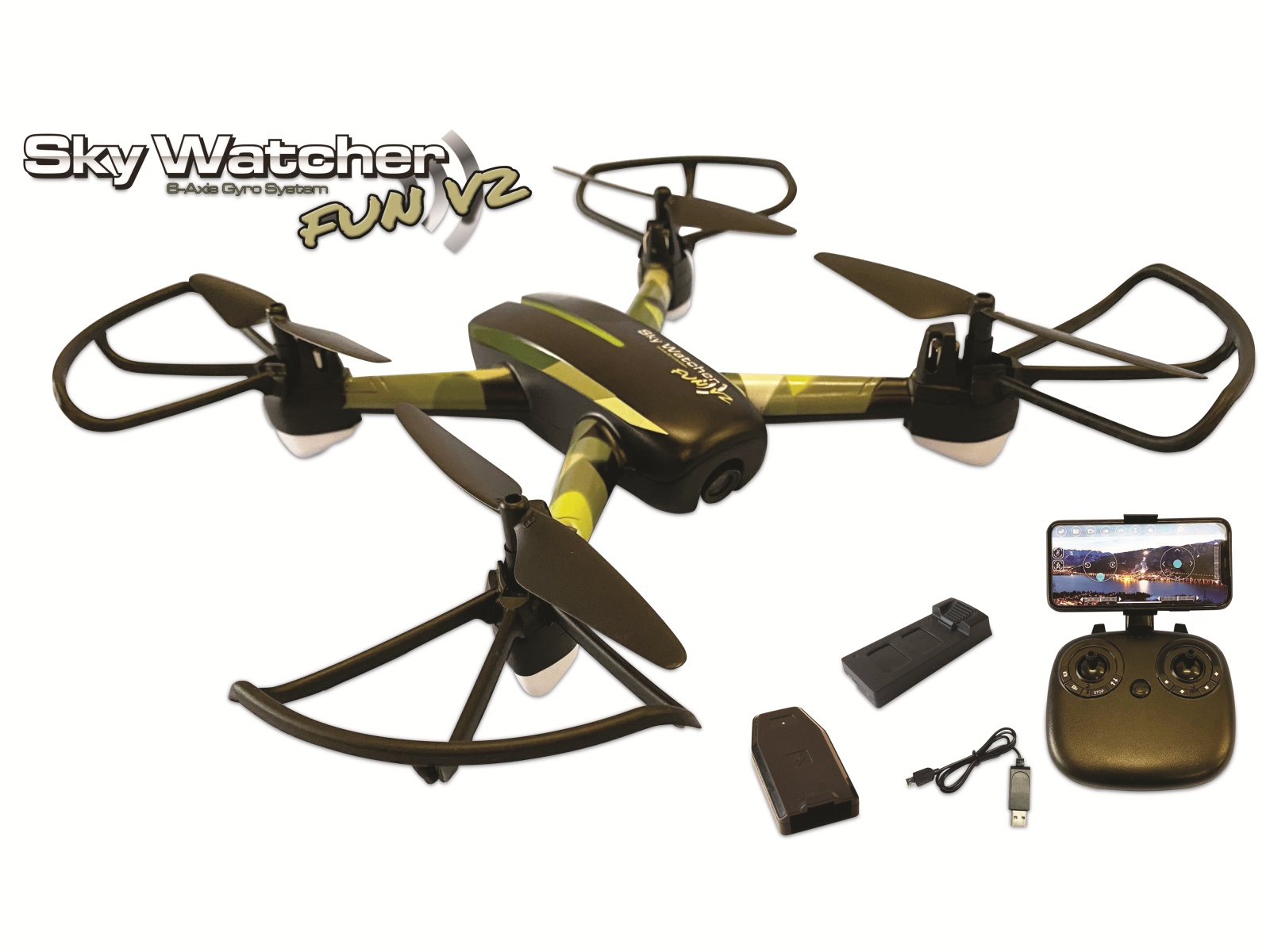 DF Models SkyWatcher Fun V2 Drohne - RTF - FPV (Drohne für Kinder ab 14 Jahren, Quadrocopter, Max. 60 km/h, Spielzeugdrohne ferngesteuert) 9380, Camouflage - Bild 3
