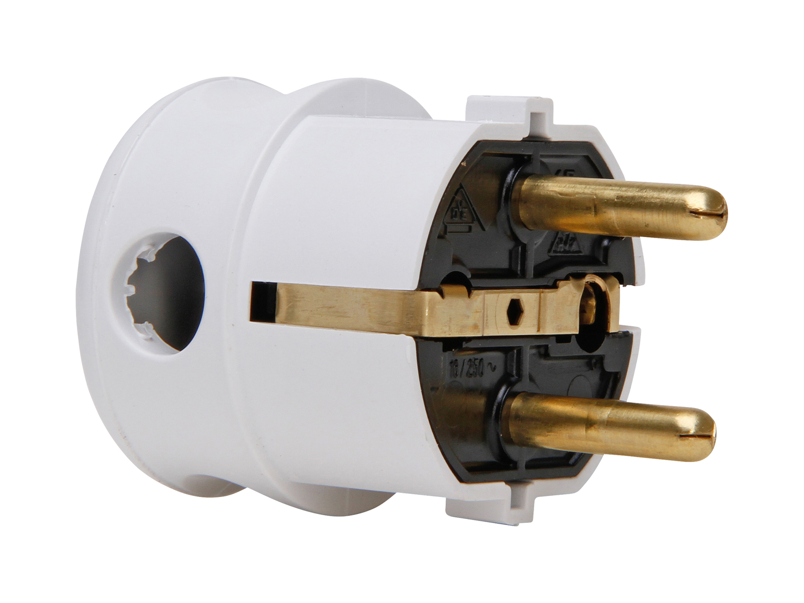 Kunststoff-Schutzkontakt-Winkelstecker 2 Schutzkontaktsysteme für Kabel bis 3×15mm² arktisweiß- 178502007 - Kopp
