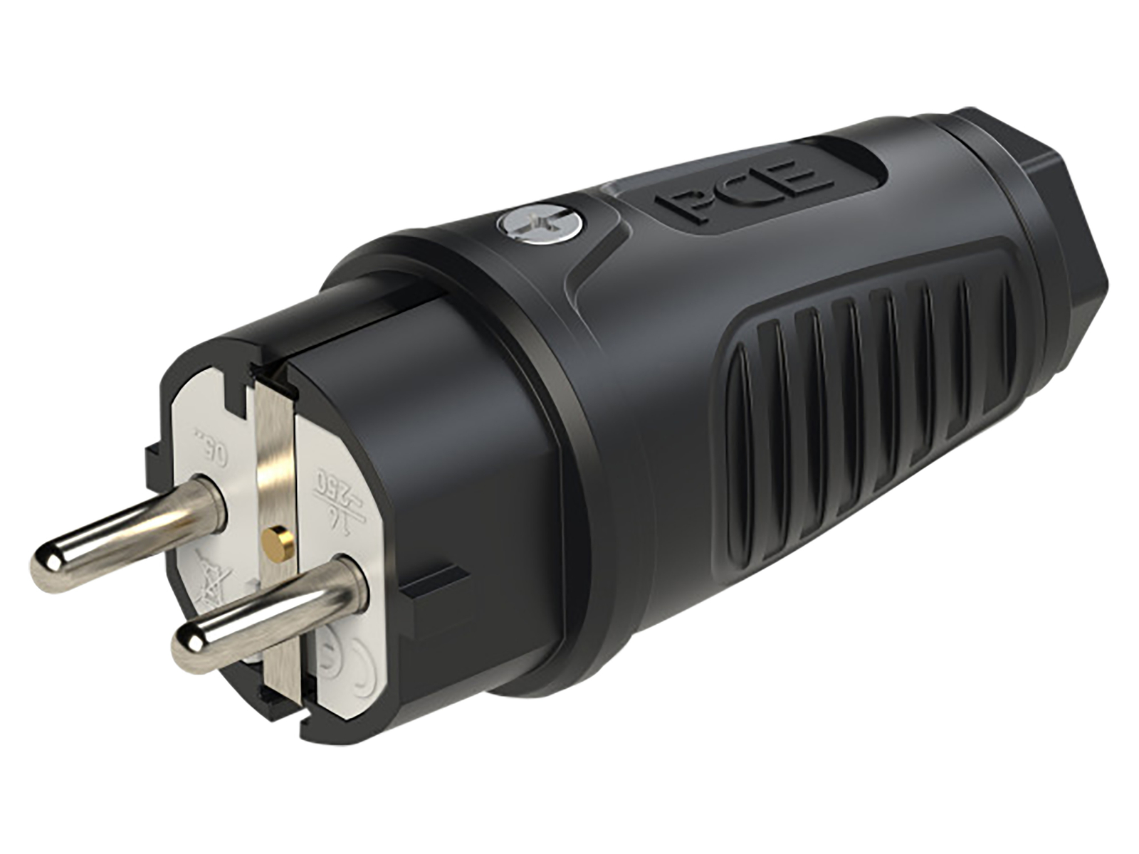 PCE Gummi-Schutzkontaktstecker Taurus2, schwarz