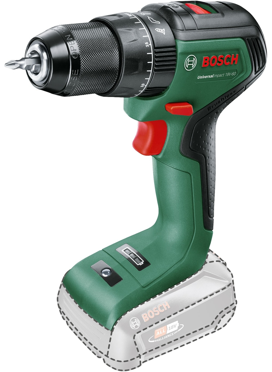 Image of BOSCH Akku-Schlagbohrschrauber UniversalImpact 18V-60 06039D7100, 2-Gang, ohne Akku