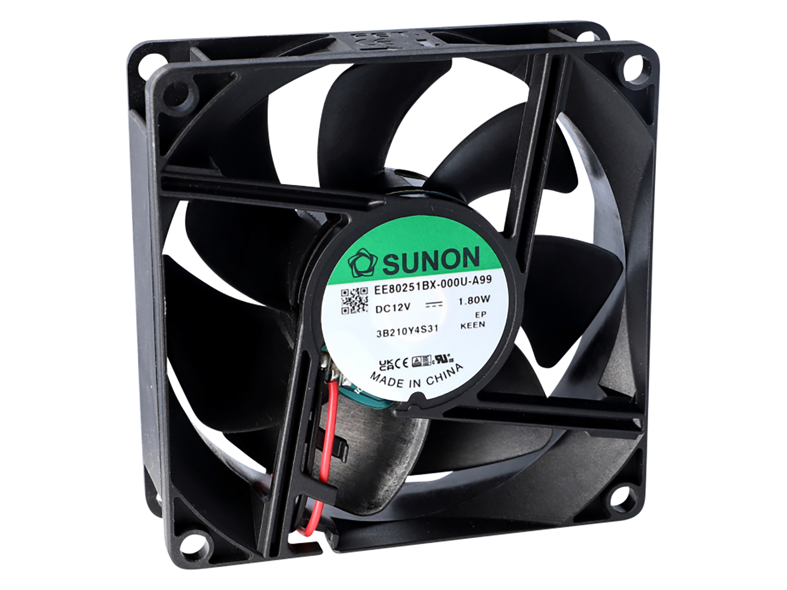 SUNON Axiallüfter MF-Serie 80x80x25 mm, 12V DC