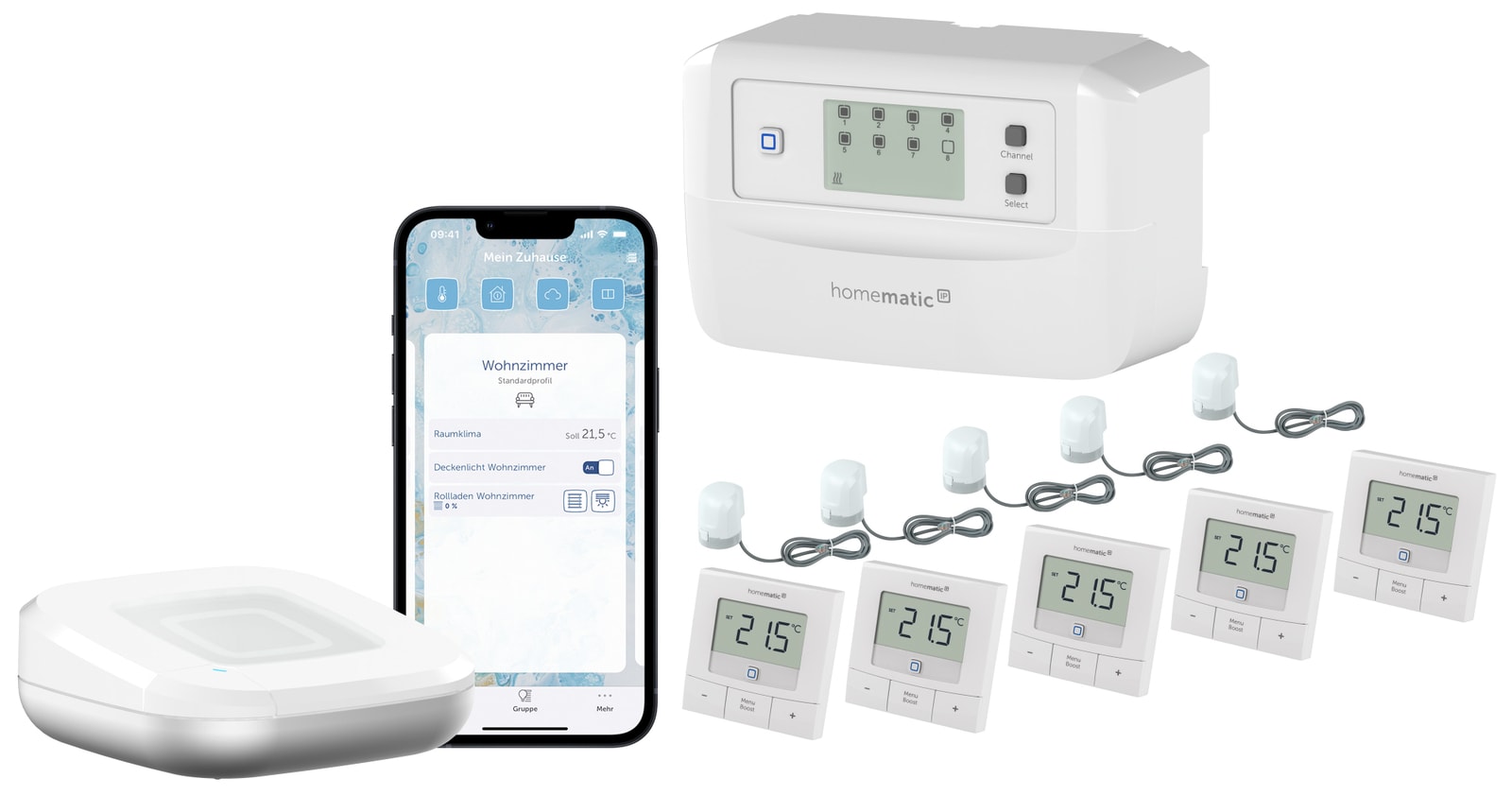 Image of HOMEMATIC IP Starterset Fußbodenheizung für 5 Räume
