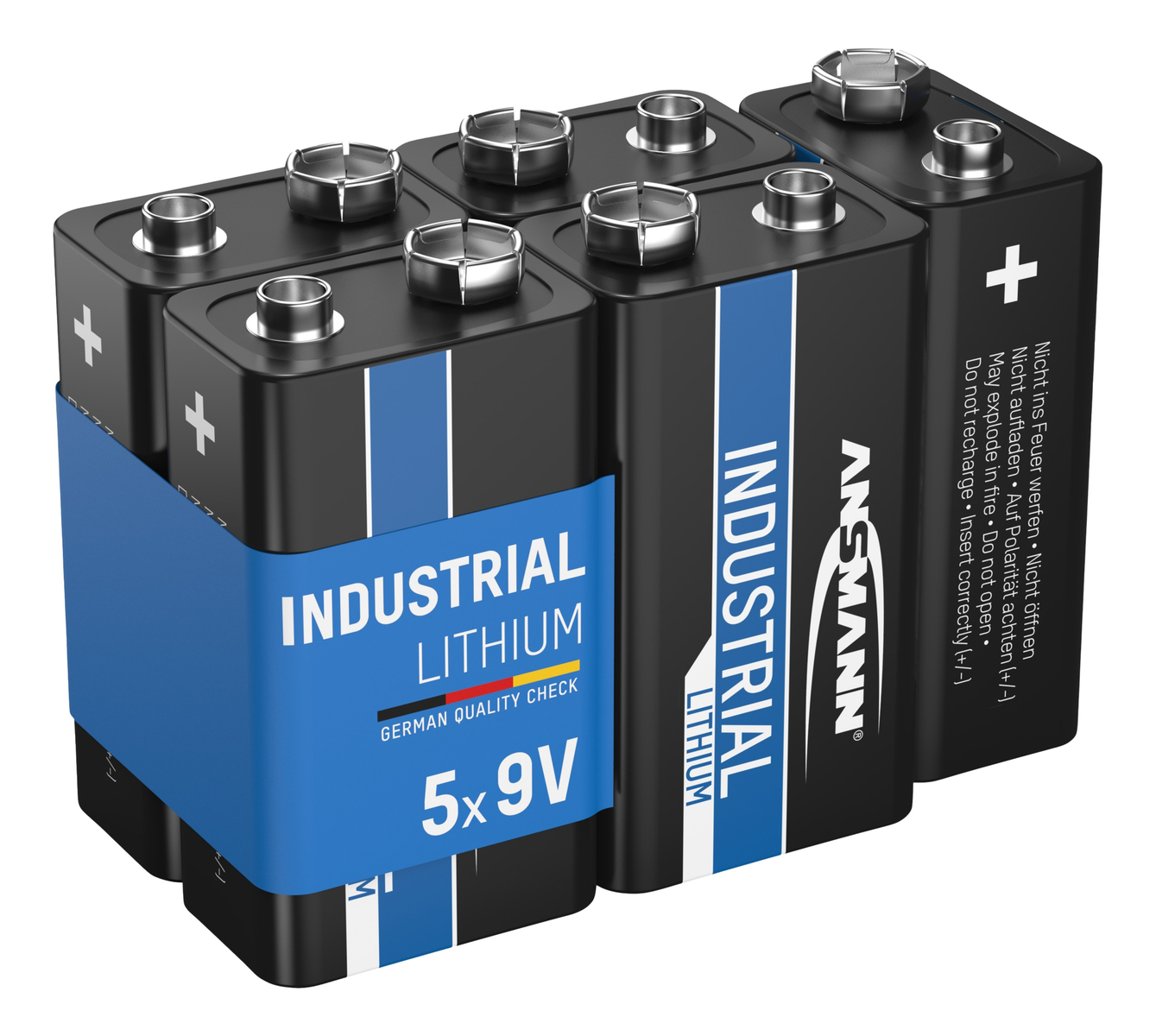 Image of ANSMANN Lithium-Batterie, INDUSTRIAL, 9V-Block, 5 Stück