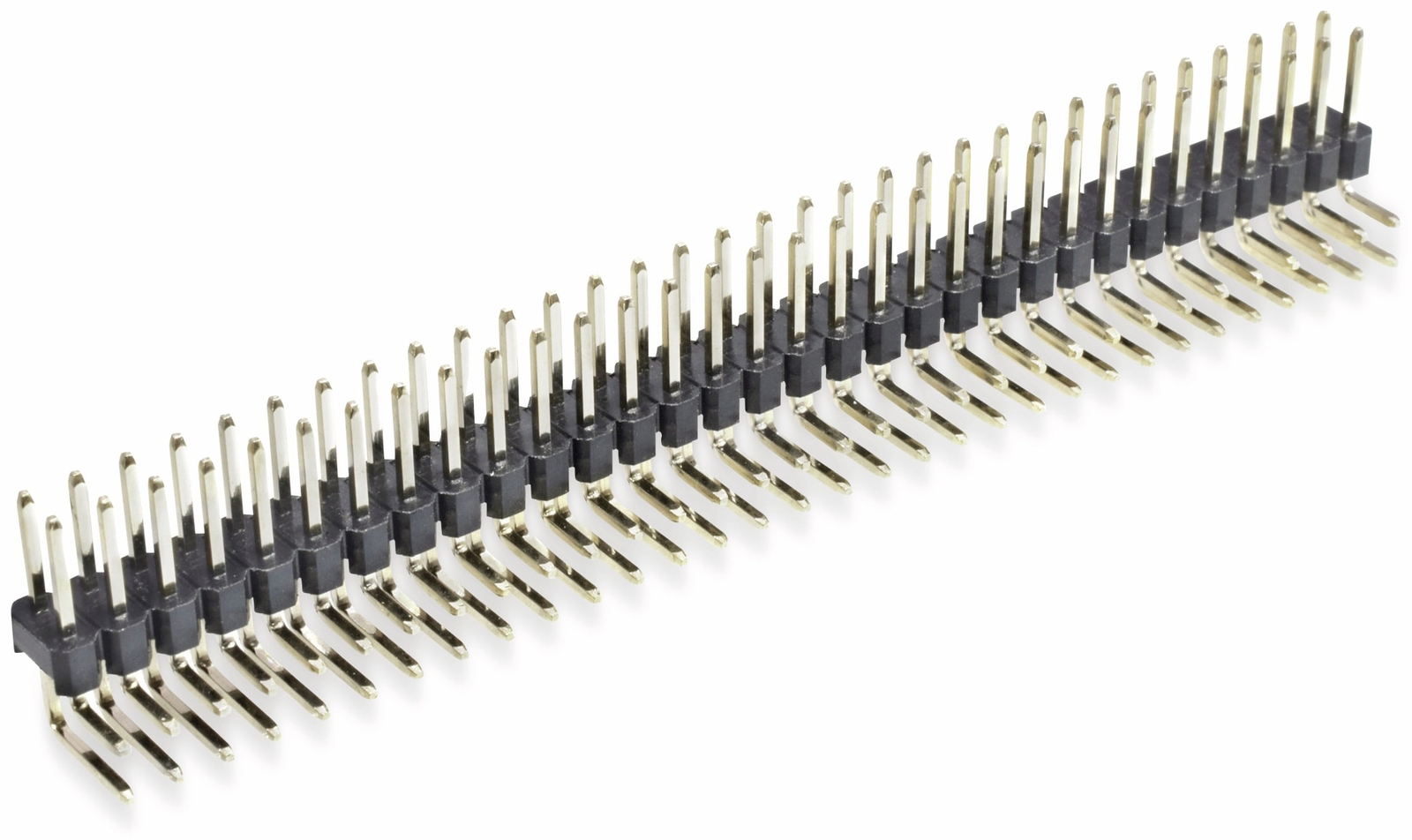Stiftleiste, 2 x 32, 2,54 mm, gewinkelt, 0,8µ Au (Gold), 5 Stück