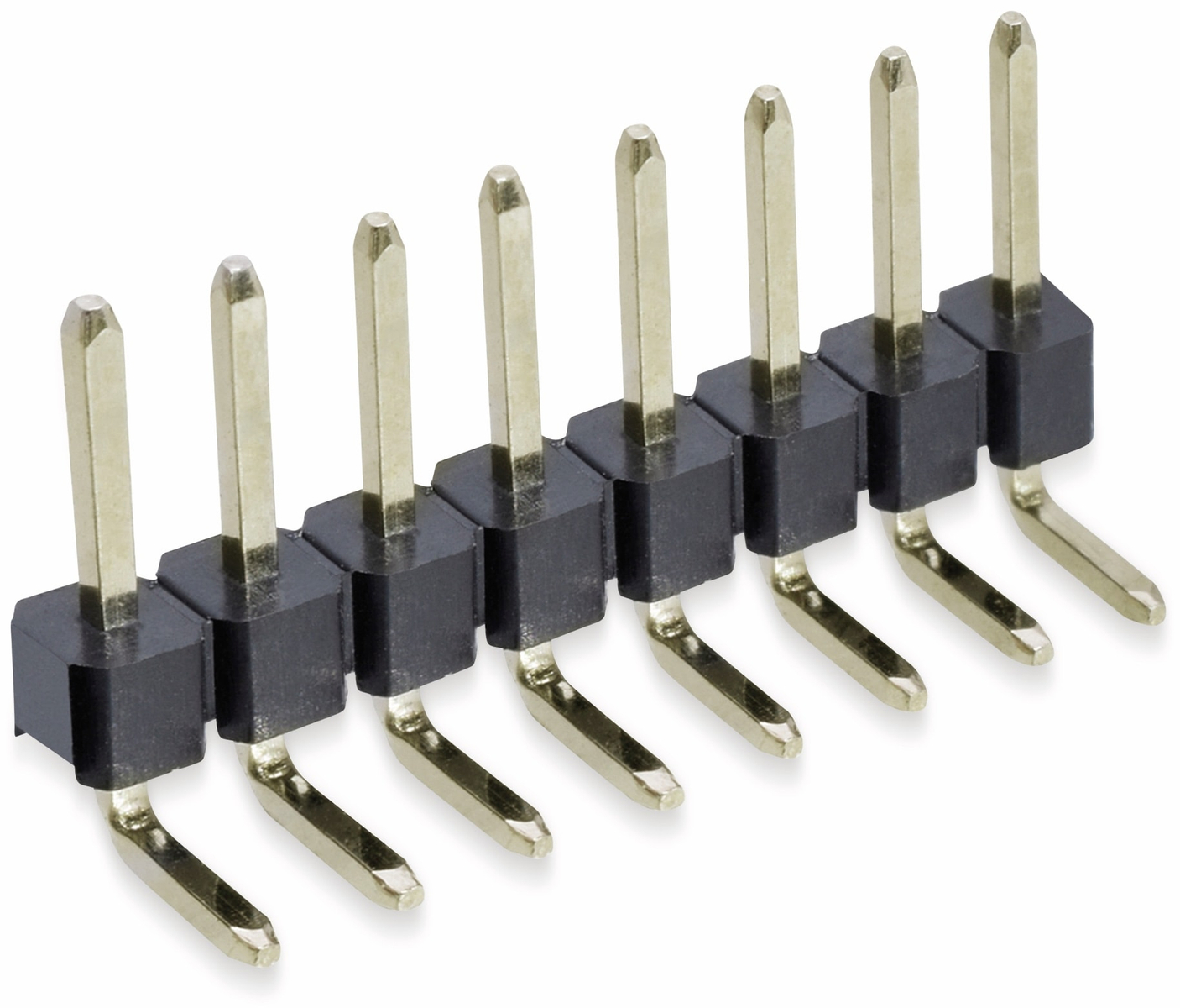 Stiftleiste, 1 x 8, 2,54 mm, gewinkelt, 0,8µ Au (Gold), 5 Stück