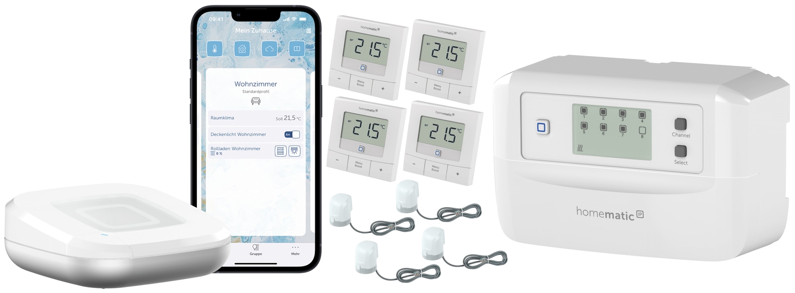 Image of HOMEMATIC IP Starterset Fußbodenheizung für 4 Räume