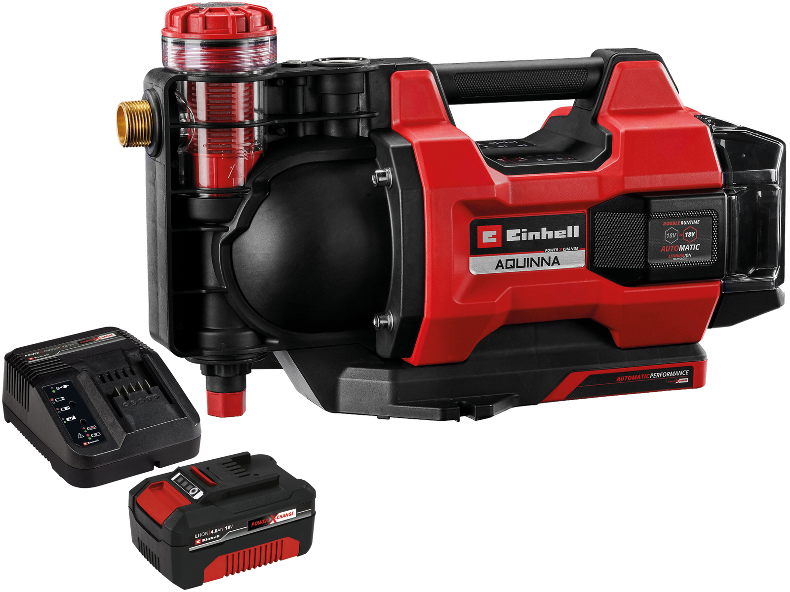 Image of EINHELL Automatische Akku-Gartenpumpe AQUINNA 18/30 F LED AUTOMATIC Kit (1x 4,0 Ah)