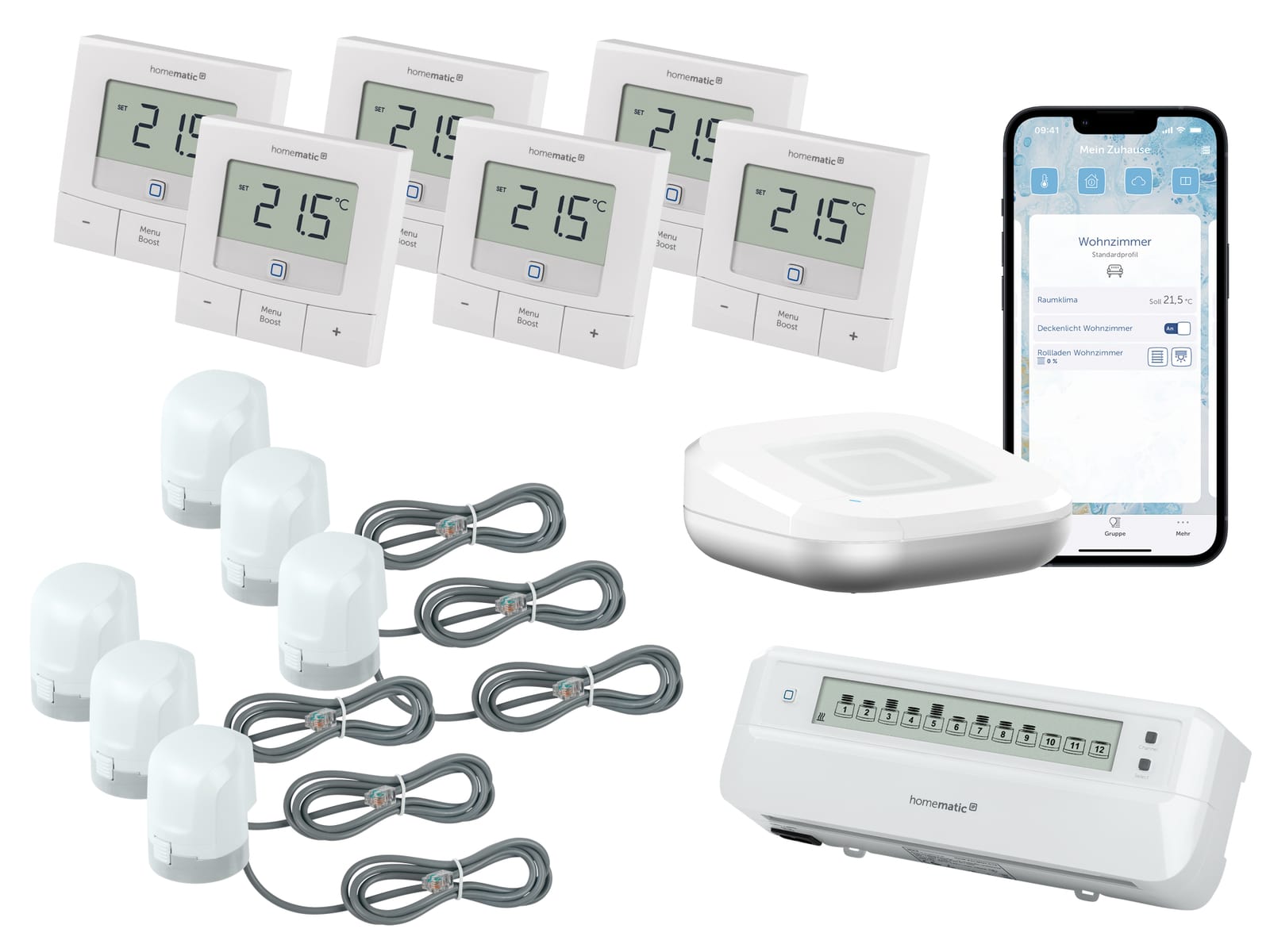 Image of HOMEMATIC IP Starterset Fußbodenheizung für 6 Räume und Access Point 2